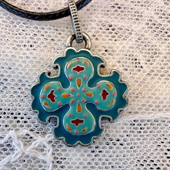 Dainty Enamel Maltese Cross Reversible Charm Necklace - Picture 1 of 7